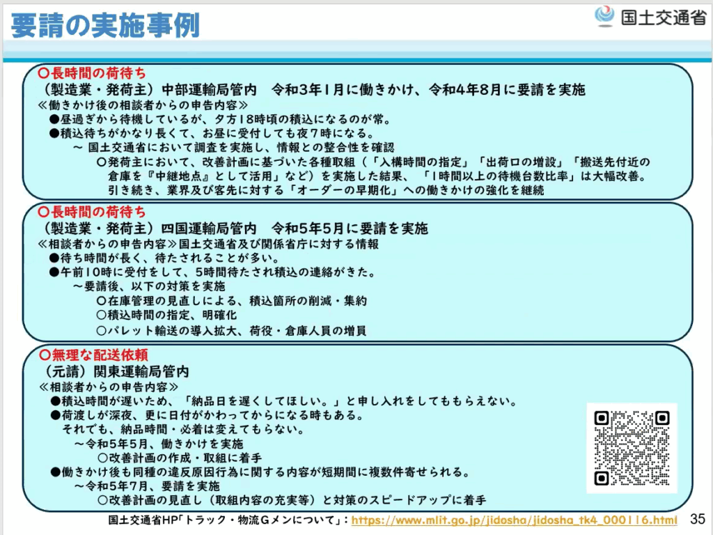 要請の実施事例